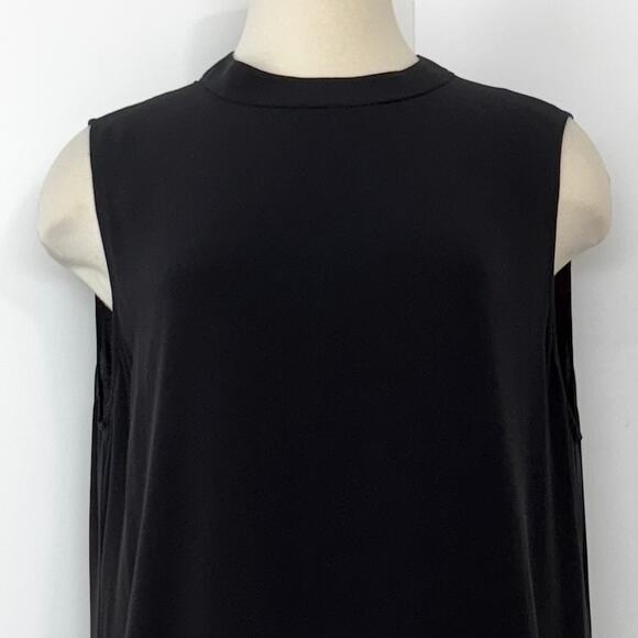 Eileen Fisher Silk Georgette Crepe High Neck Dress Sleeveless in Black L NWT - Picture 3 of 11